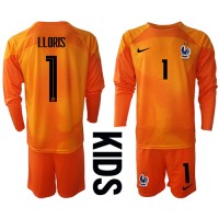 Frankrig Hugo Lloris #1 Målmand Hjemme Trøje Børn VM 2022 Langærmet (+ Korte bukser)